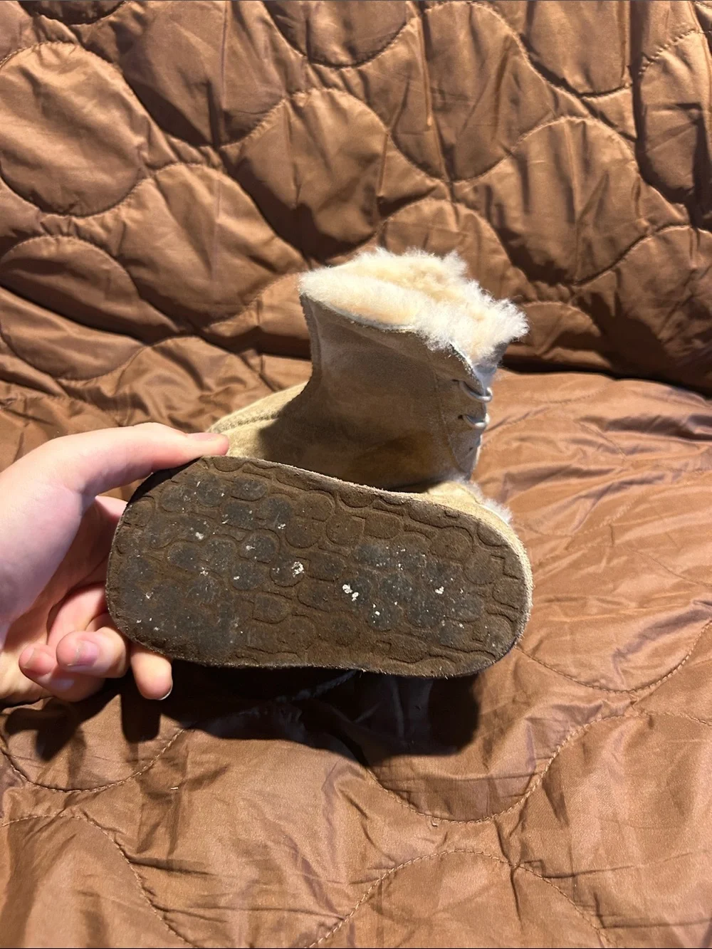 UGG Kids Sheepskin Lined Boots in Chestnut Brown with Cream Fur